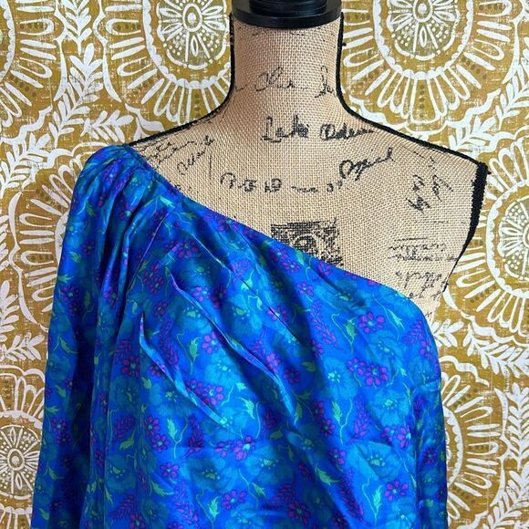 NWT Veronica Beard Lyric Floral Silk One Shoulder Top in Cobalt Multi $348 sz 14 - Picture 10 of 16